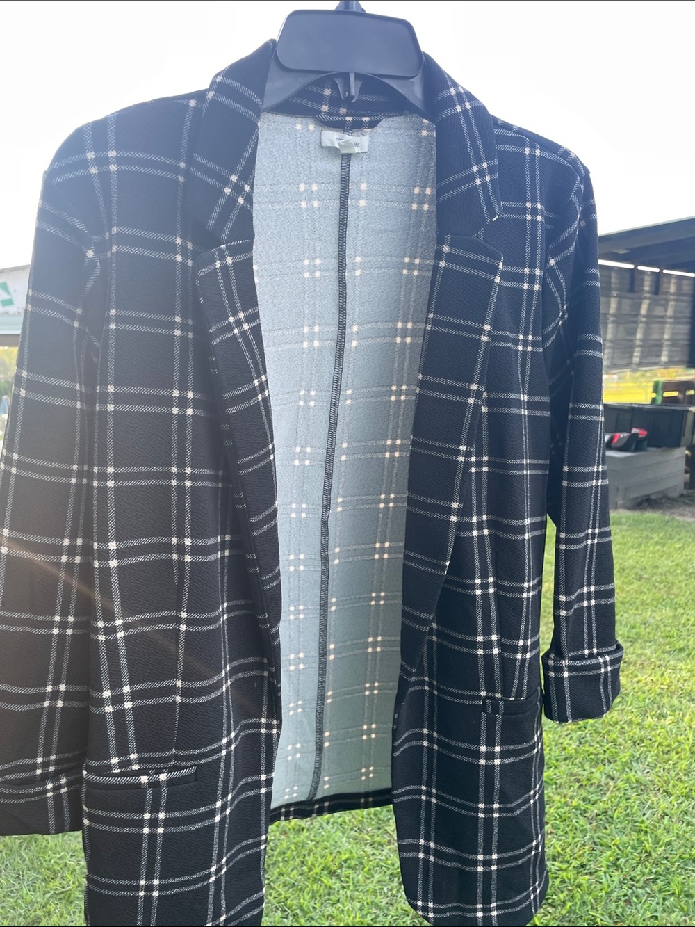 Maurices Black Plaid Open-Front Blazer